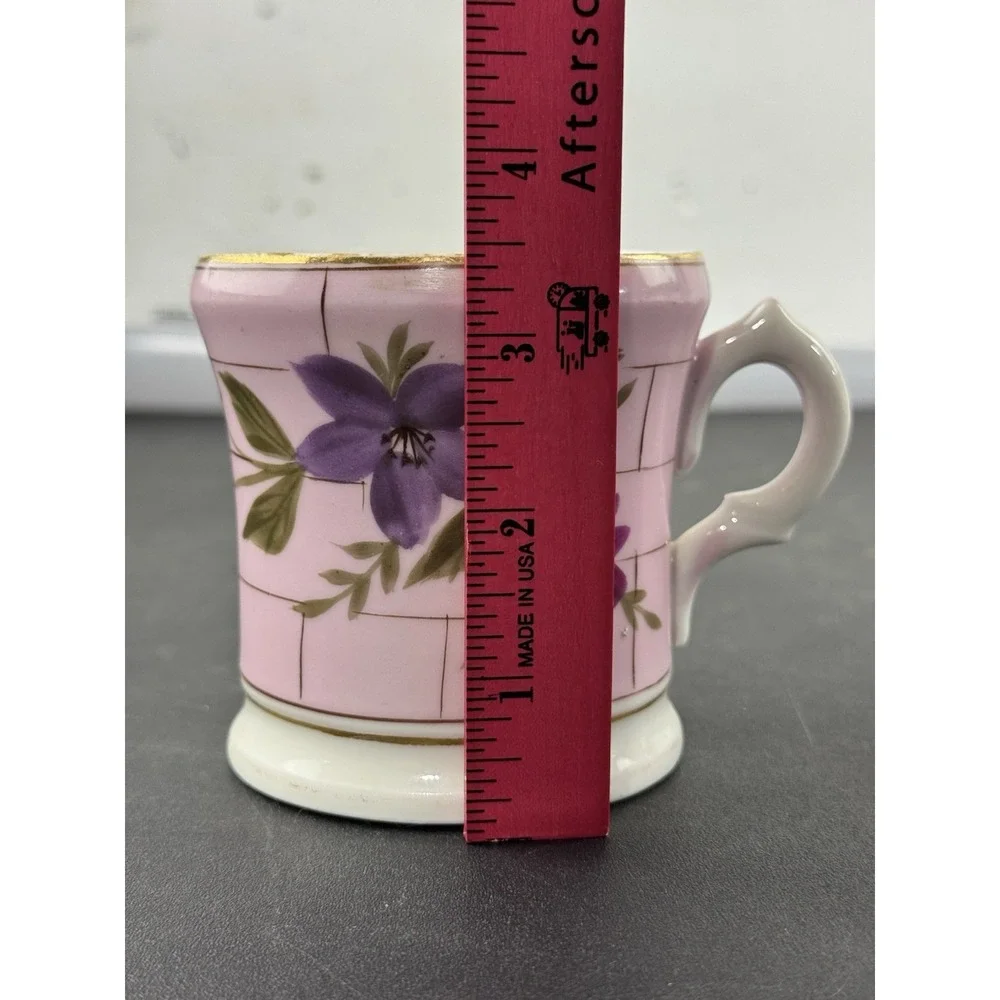 Vintage Handpainted Porcelain Shaving Mug Pink with Flowers